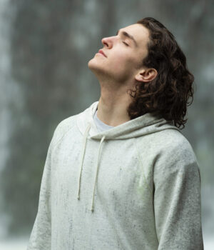 people, man, guy, alone, curly, hair, hoodie, jacket, meditate